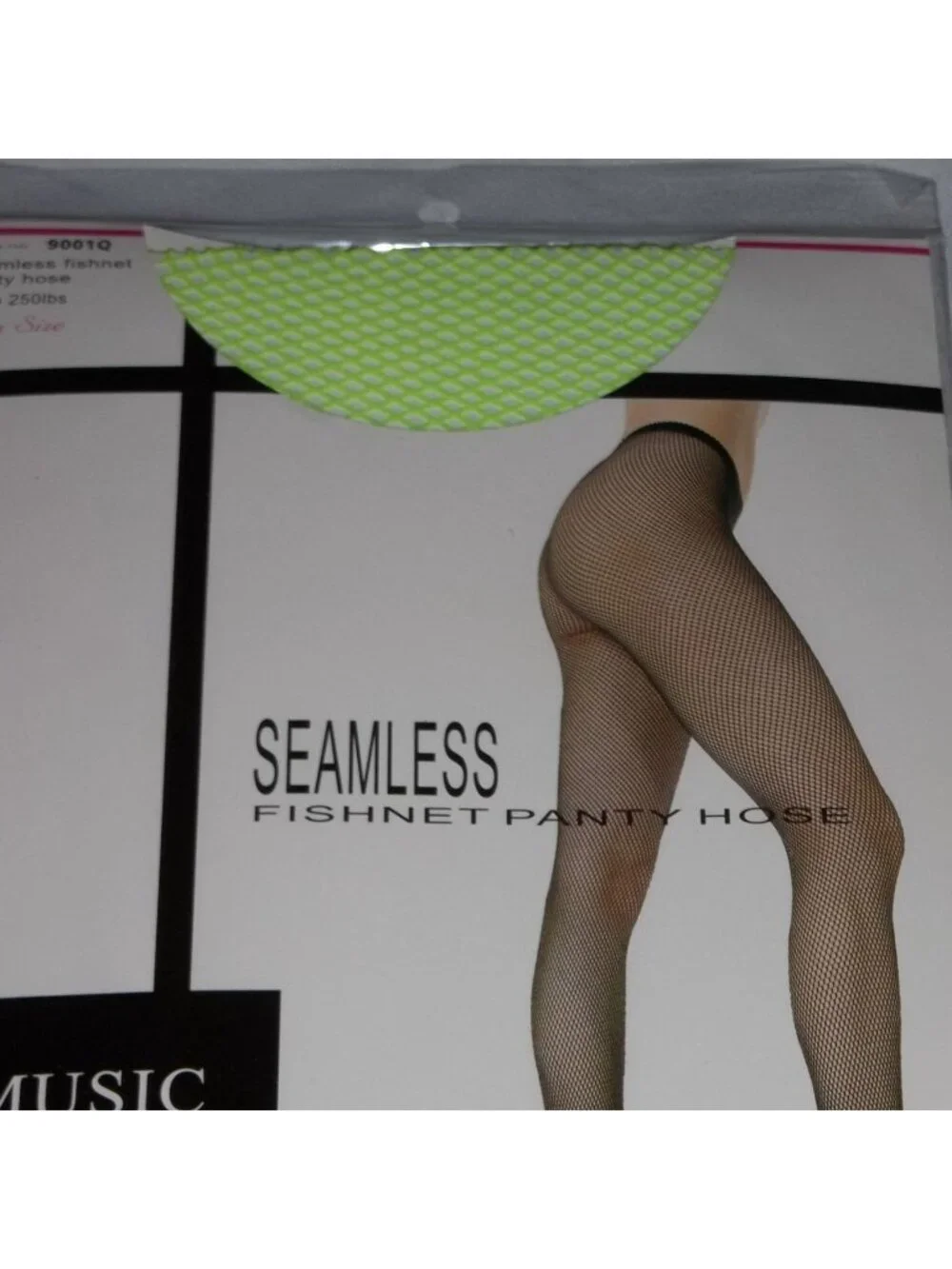 Halloween Costume Adult Womans Lime Green Neon Fishnet Nylons Pantyhose One Size